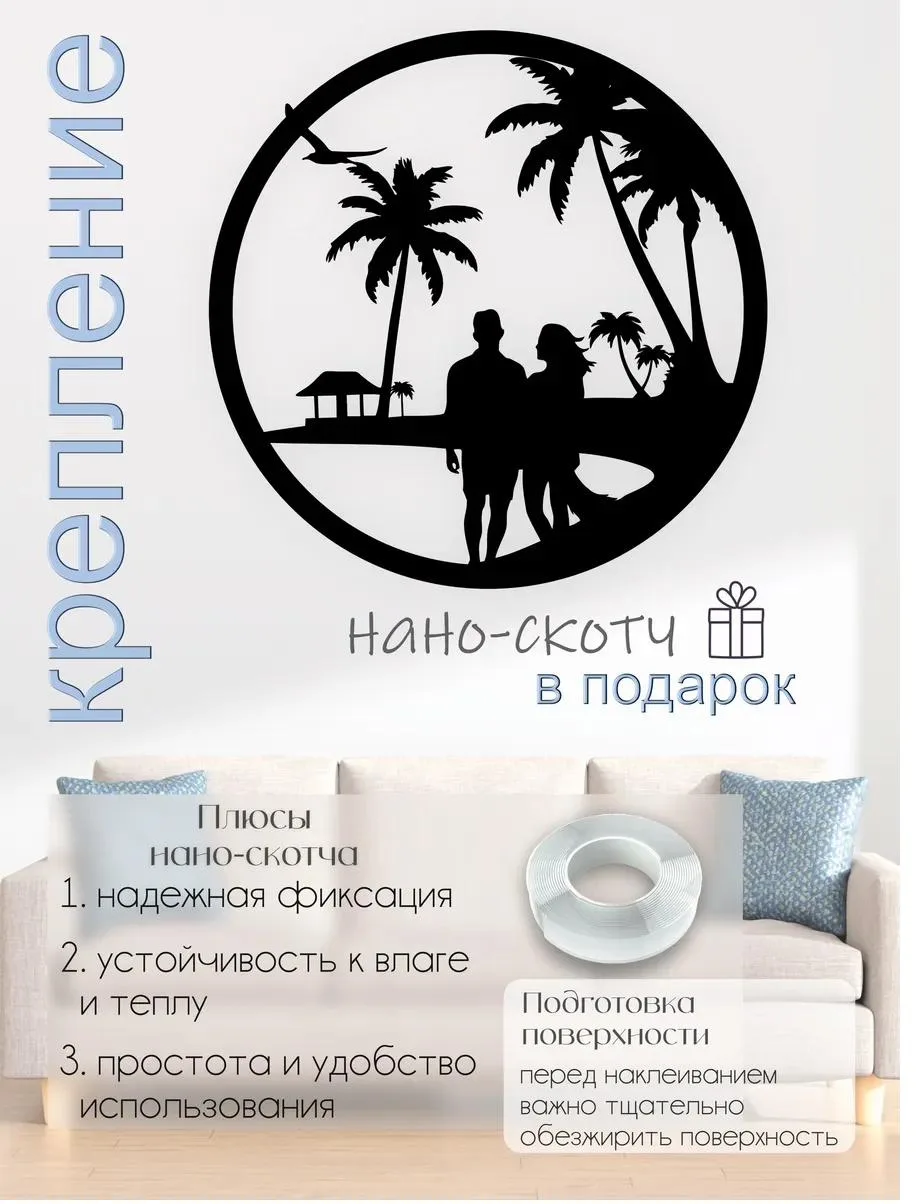 Панно «Двое на пляже» в круге, фото 3 из 7